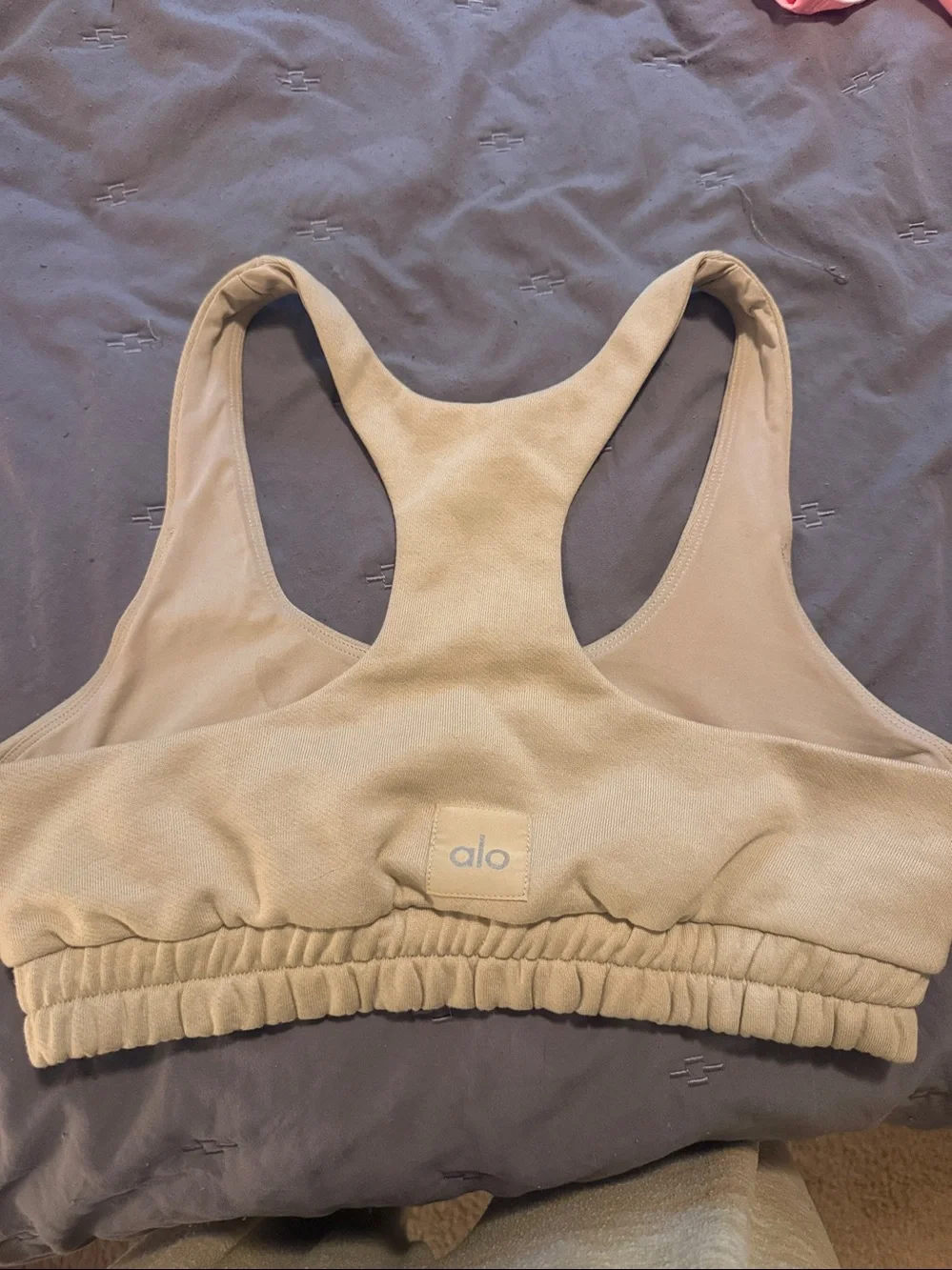 ALO Yoga NWT Scoop Neck Sweatshirt Sports Bra California Sand Size M